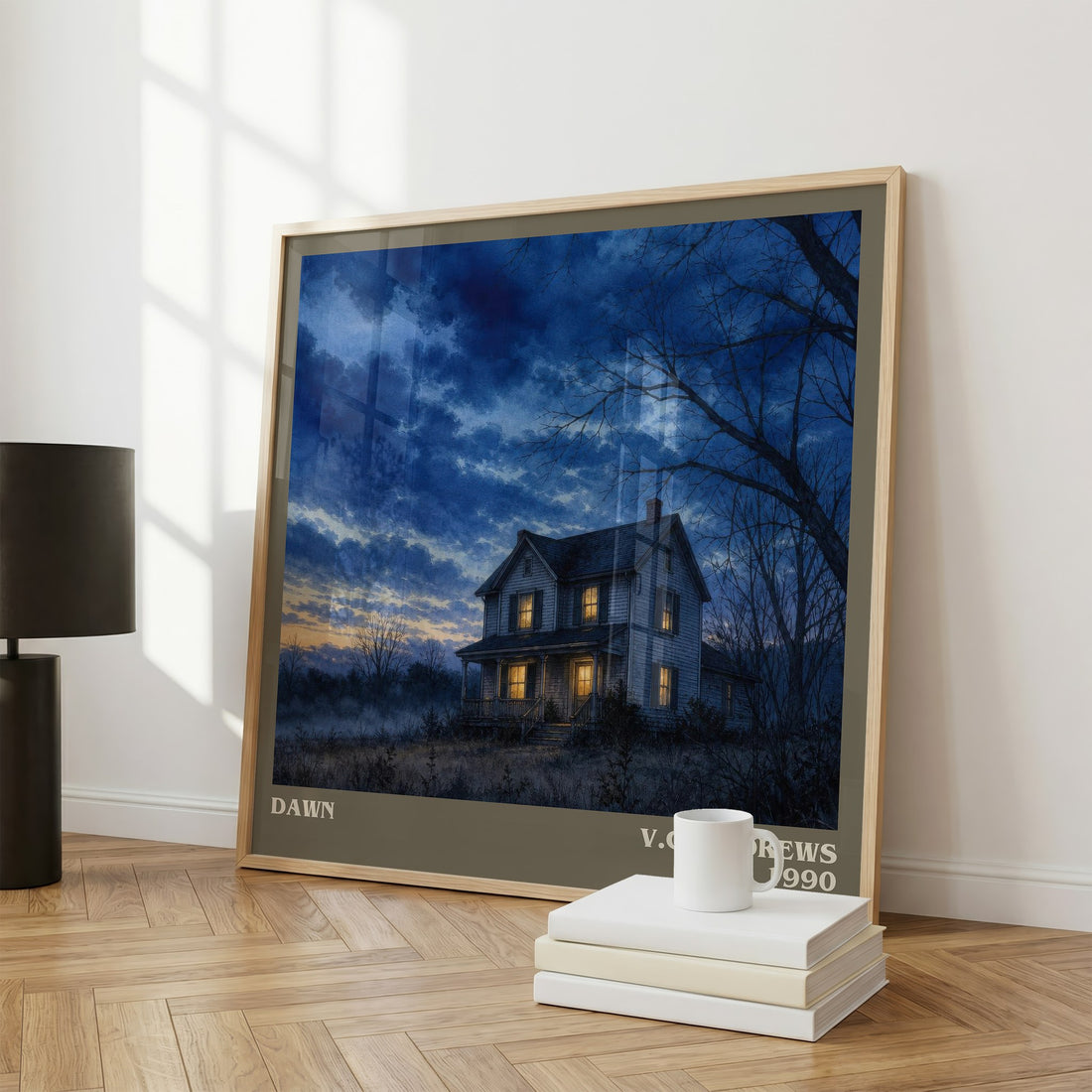 Dawn literary print framed by window – literary home decor