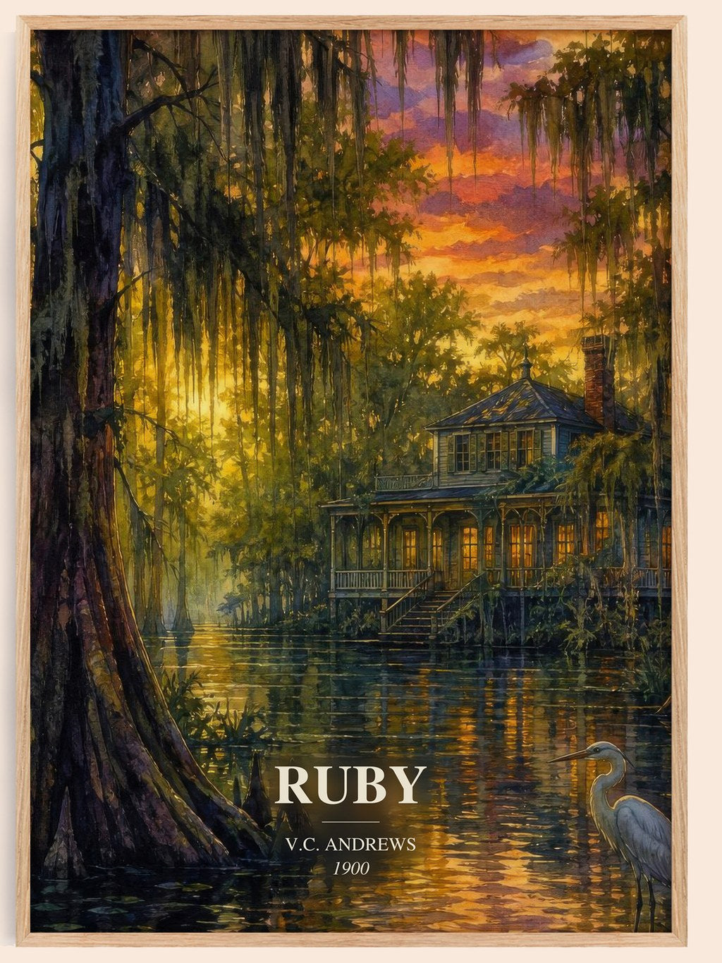 Ruby watercolour book poster by V.C. Andrews – framed literary art print