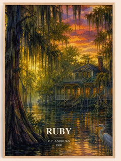 Ruby watercolour book poster by V.C. Andrews – framed literary art print