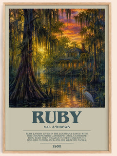 Ruby bookish book poster by V.C. Andrews – framed literary art print