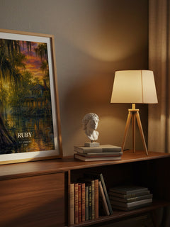 Ruby watercolour print on bookshelf – V.C. Andrews fan gift