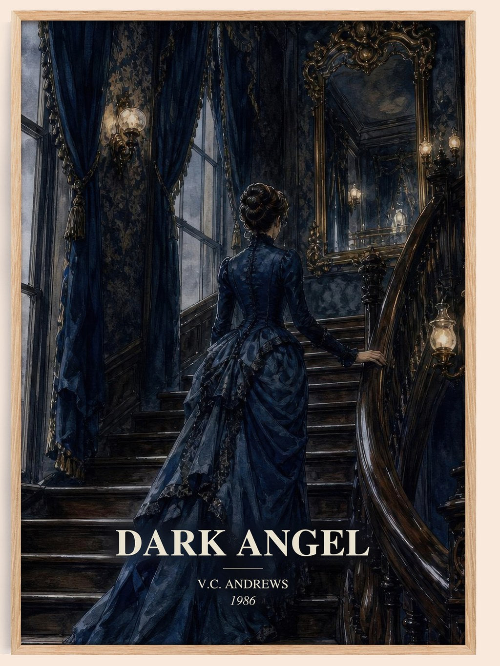 Dark Angel watercolour book poster by V.C. Andrews – framed literary art print