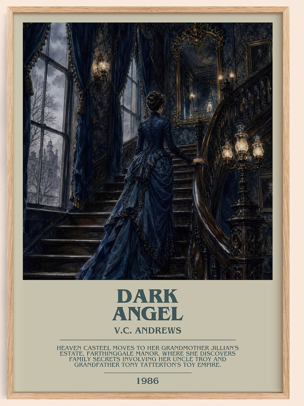 Dark Angel bookish book poster by V.C. Andrews – framed literary art print