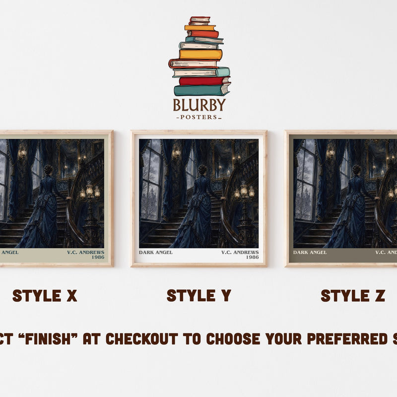 Dark Angel literary print in frame leaning in hallway – gothic wall art