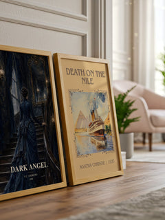 Dark Angel watercolour print framed by window – literary home decor