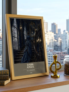 Dark Angel book cover print framed by window – literary home decor