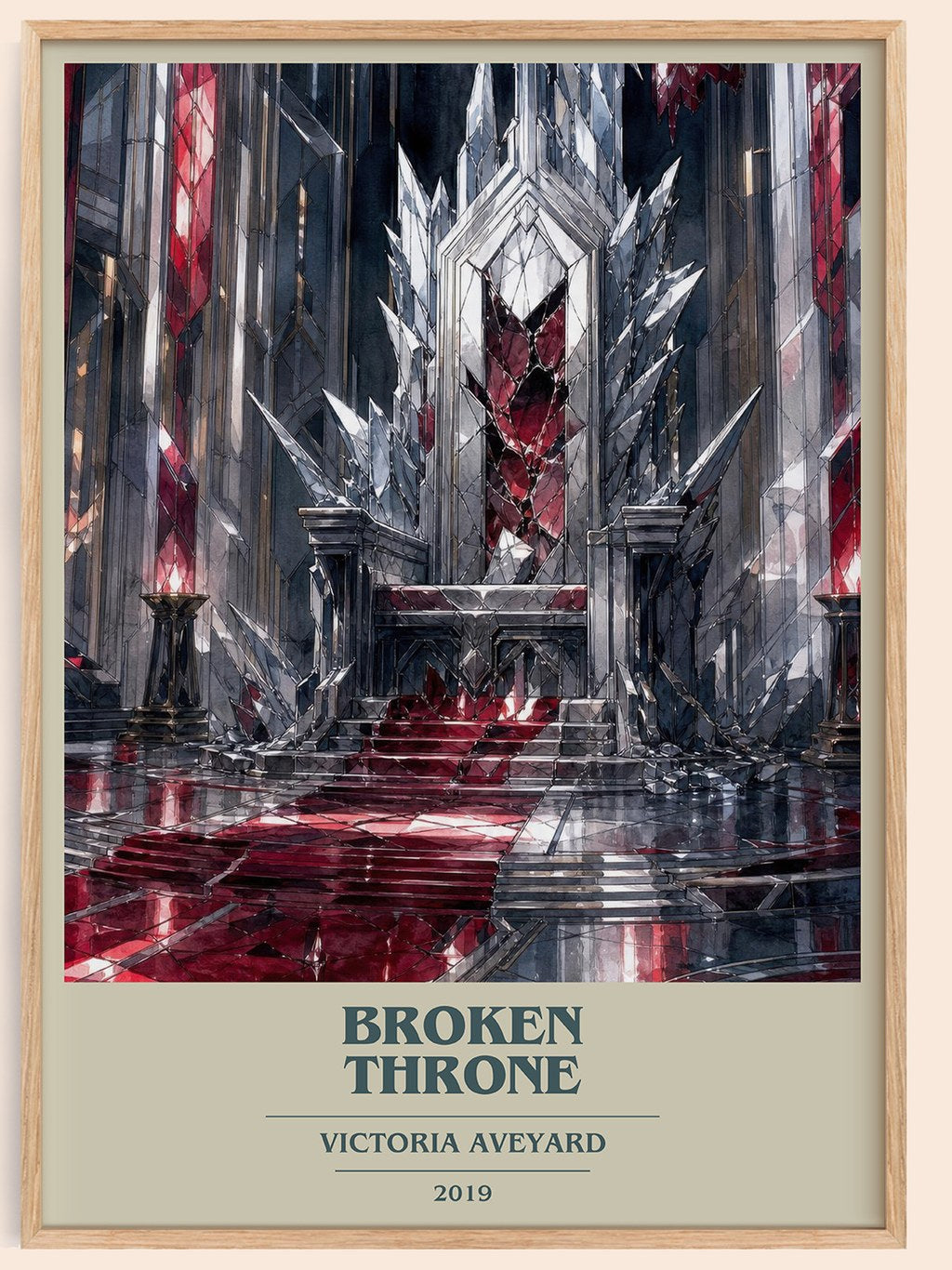 Broken Throne book cover book poster by Victoria Aveyard – framed literary art print