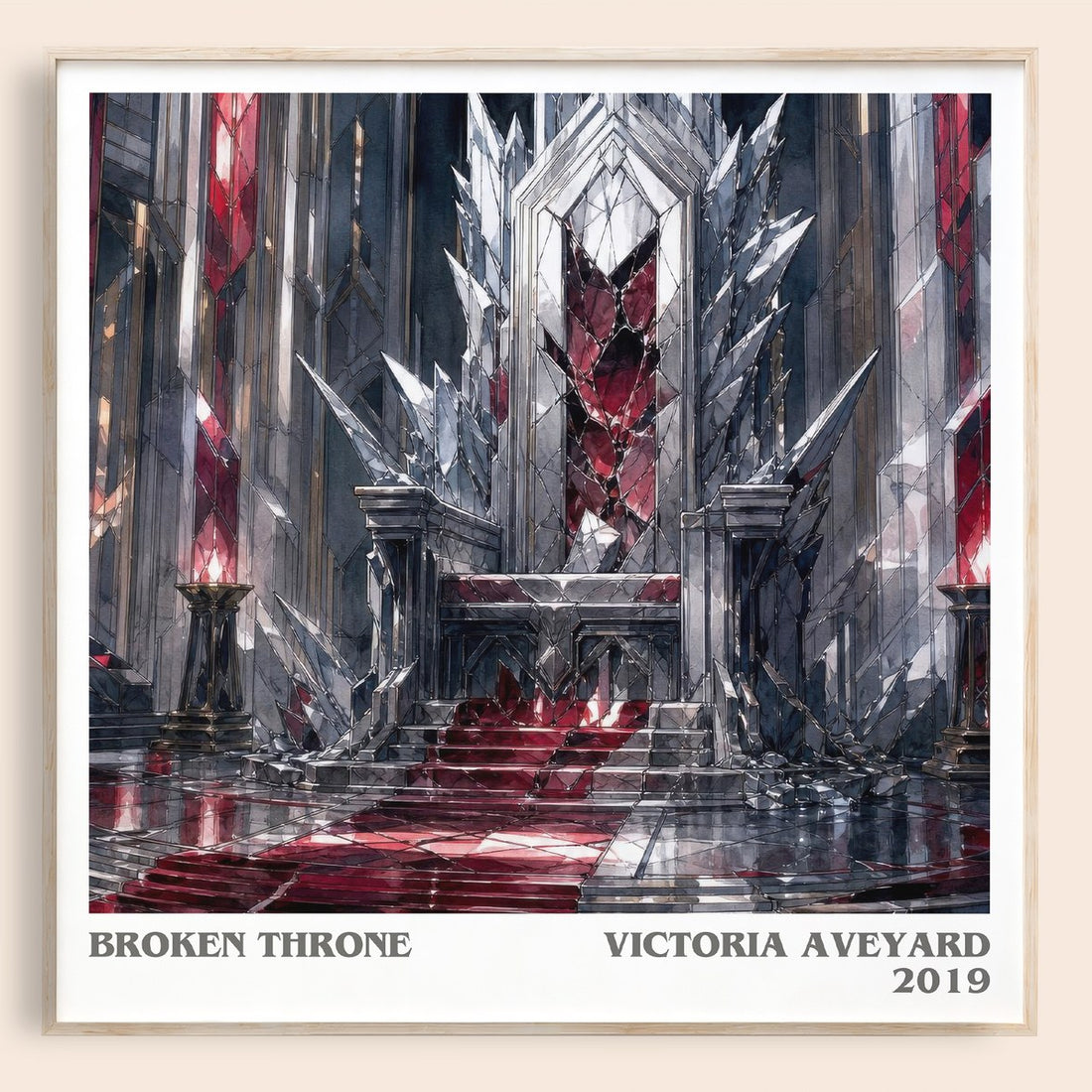 Broken Throne literary book poster by Victoria Aveyard – framed literary art print