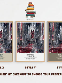 Broken Throne book cover print in frame leaning in hallway – young adult wall art