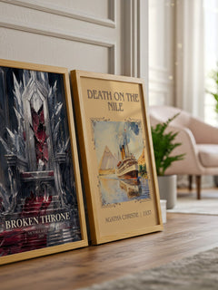 Broken Throne watercolour print framed by window – literary home decor