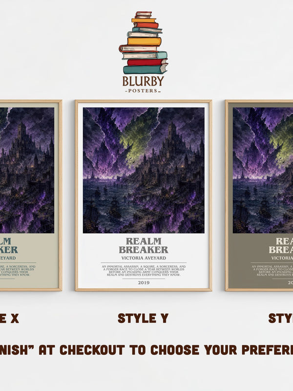 Realm Breaker bookish print in frame leaning in hallway – fantasy wall art