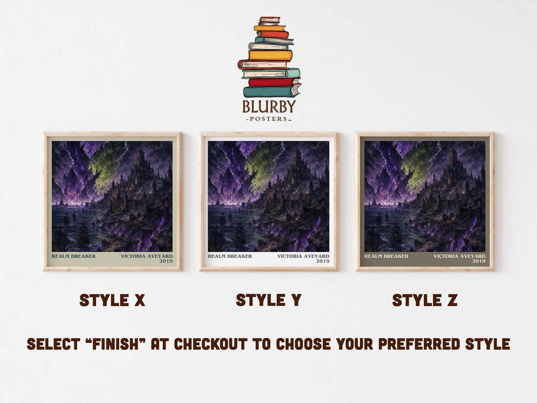 Realm Breaker literary print in frame leaning in hallway – fantasy wall art (mockup)