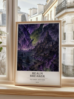Realm Breaker book cover poster colour and style options – Victoria Aveyard book art