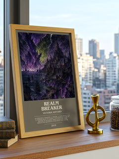 Realm Breaker bookish print framed by window – literary home decor