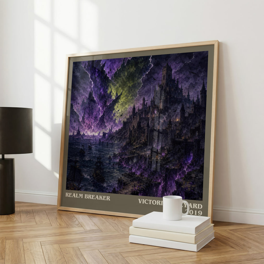 Realm Breaker literary print framed by window – literary home decor