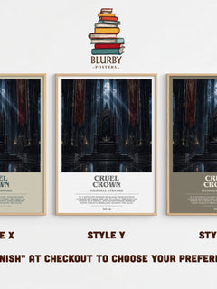 Cruel Crown bookish print in frame leaning in hallway – dystopian wall art