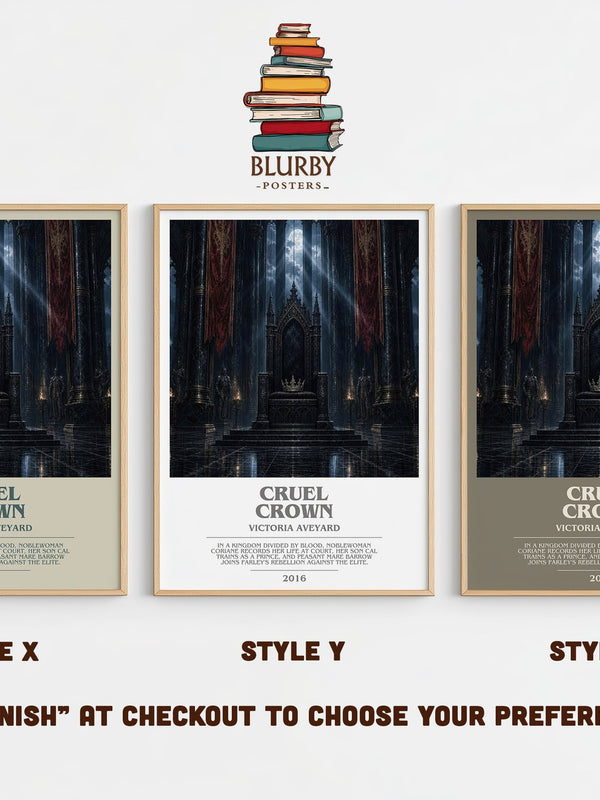 Cruel Crown bookish print in frame leaning in hallway – dystopian wall art