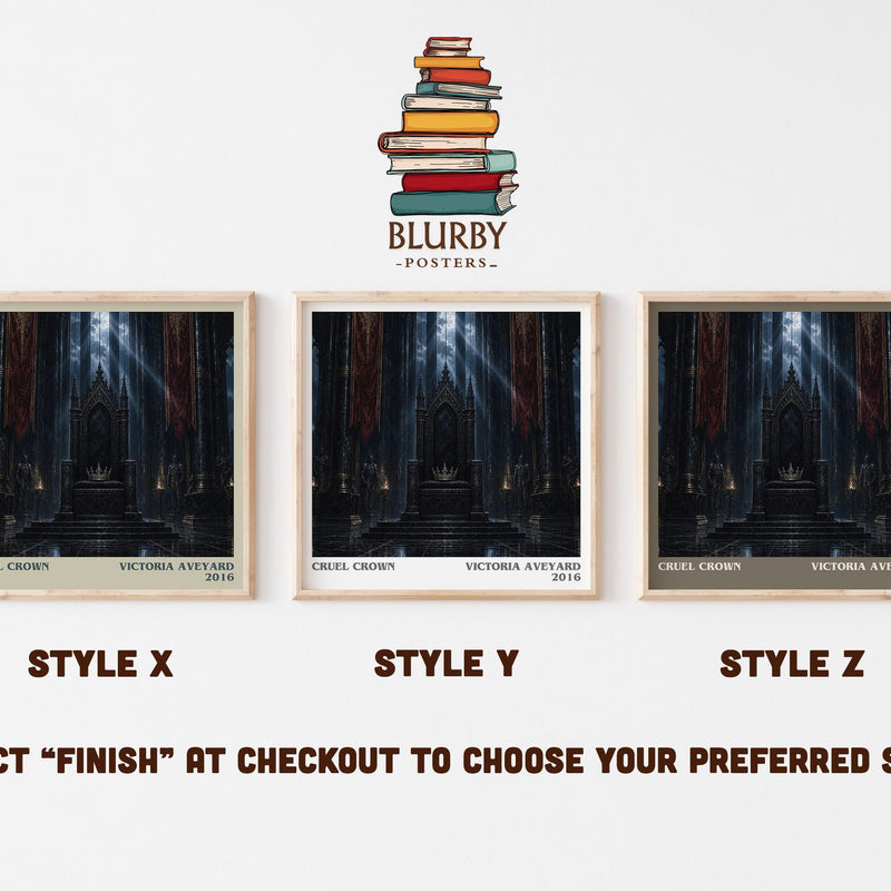 Cruel Crown literary print in frame leaning in hallway – dystopian wall art