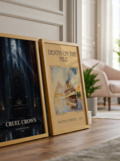 Cruel Crown watercolour print framed by window – literary home decor