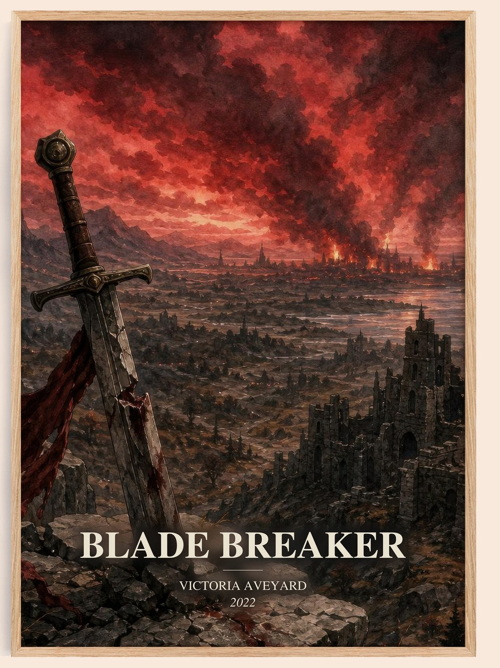 Blade Breaker watercolour book poster by Victoria Aveyard – framed literary art print