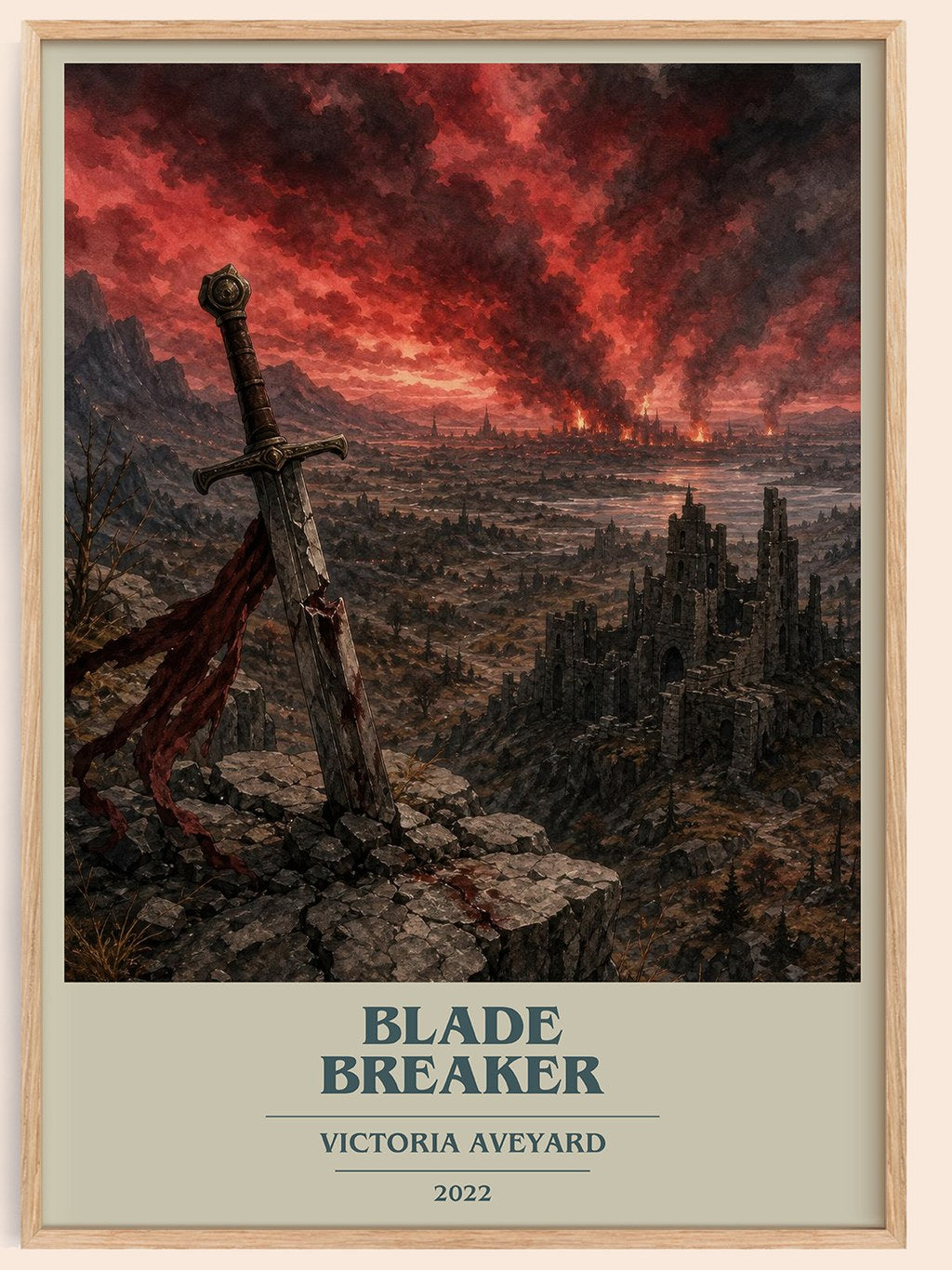 Blade Breaker book cover book poster by Victoria Aveyard – framed literary art print