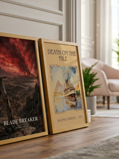 Blade Breaker watercolour print framed by window – literary home decor