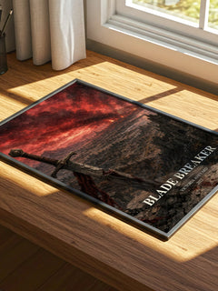 Blade Breaker watercolour book poster framed on wall – fantasy wall art