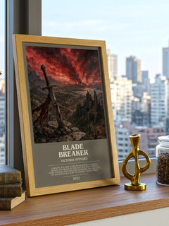 Blade Breaker bookish print framed by window – literary home decor