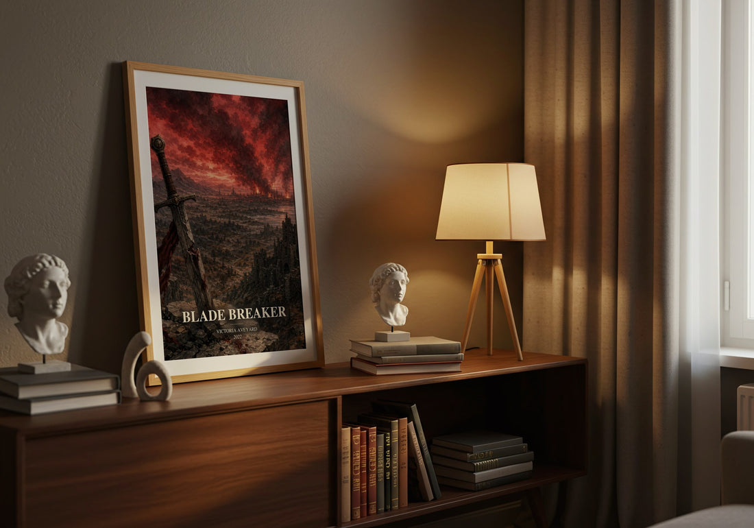 Blade Breaker watercolour print on bookshelf – Victoria Aveyard fan gift