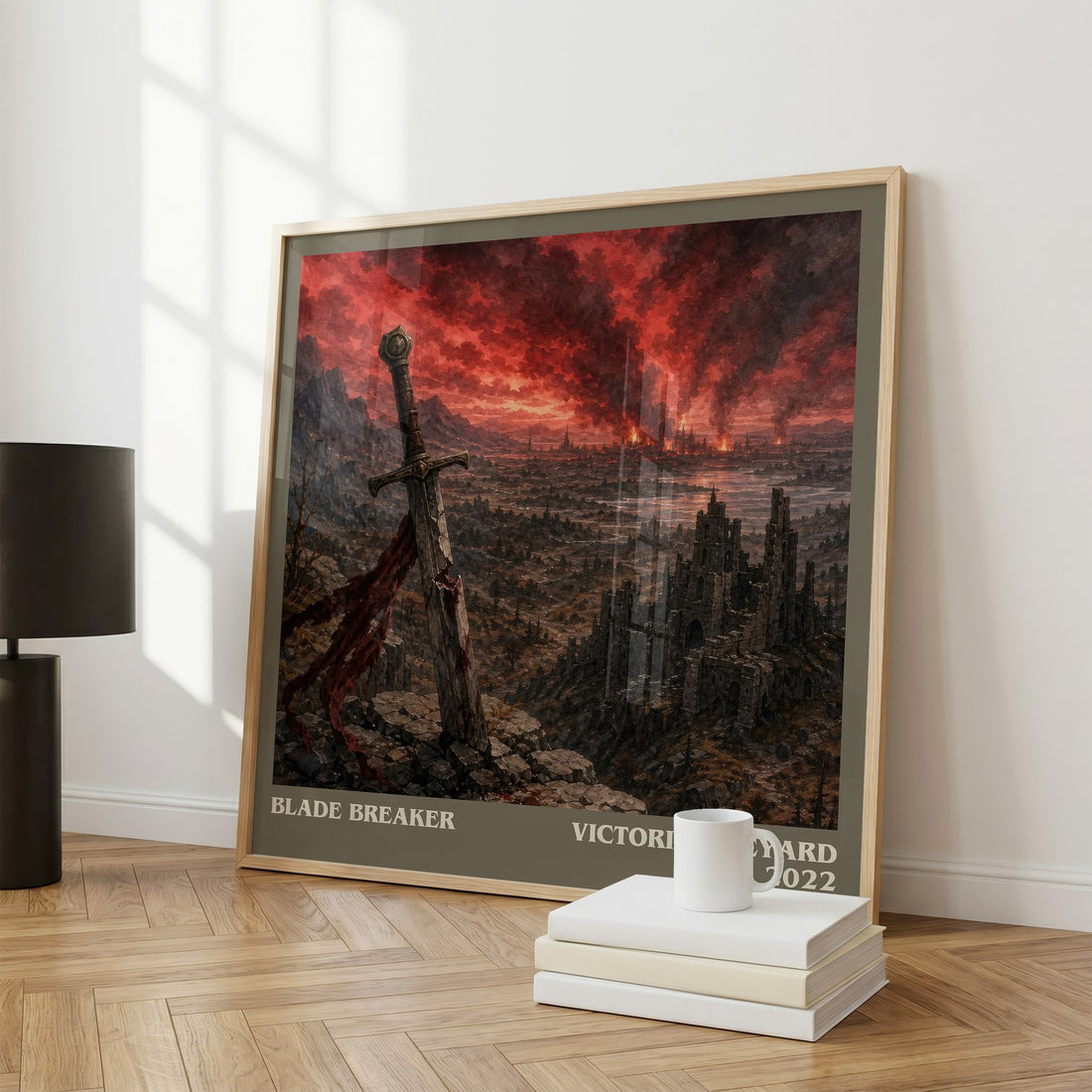 Blade Breaker literary print framed by window – literary home decor