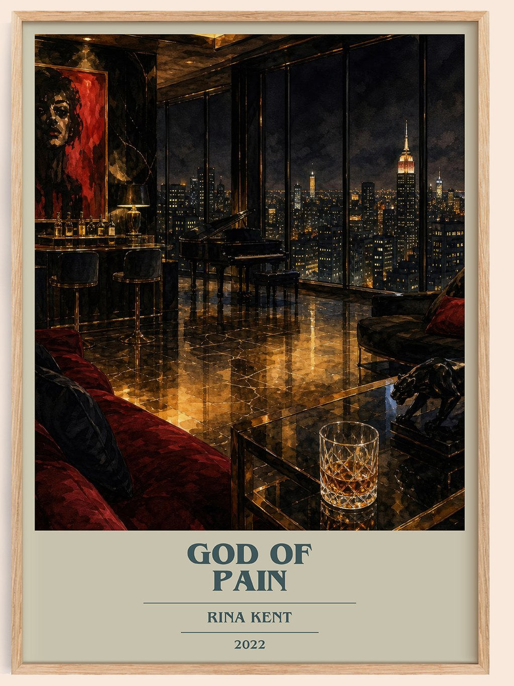 God of Pain book cover book poster by Rina Kent – framed literary art print
