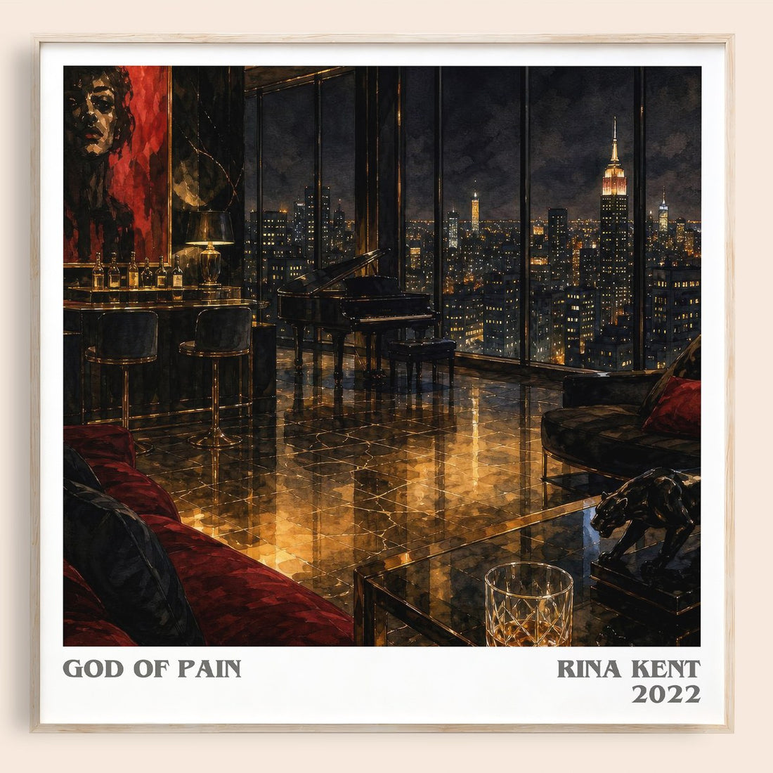 God of Pain literary book poster by Rina Kent – framed literary art print