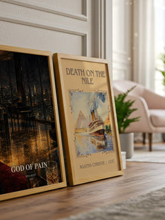 God of Pain watercolour print framed by window – literary home decor
