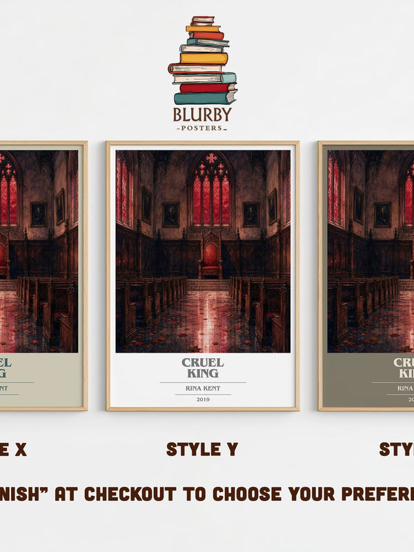 Cruel King book cover print in frame leaning in hallway – romance wall art
