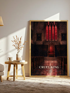 Cruel King watercolour print in frame leaning in hallway – romance wall art
