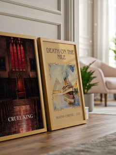 Cruel King watercolour print framed by window – literary home decor