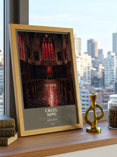 Cruel King book cover print framed by window – literary home decor