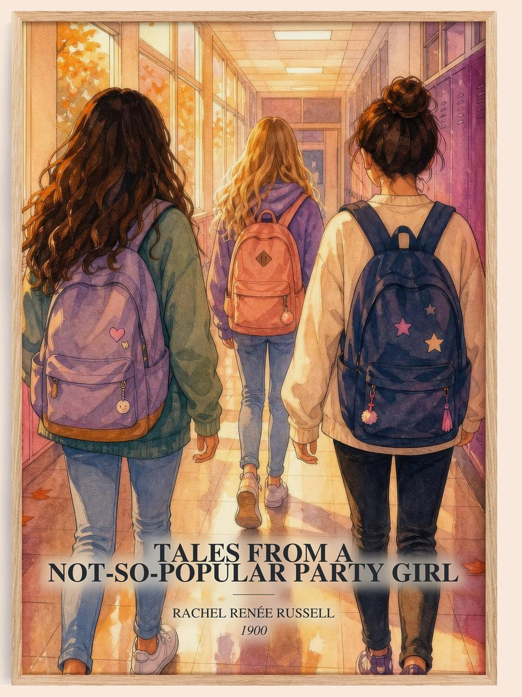 Tales from a not-so-popular party girl watercolour book poster by Rachel Renée Russell – framed literary art print