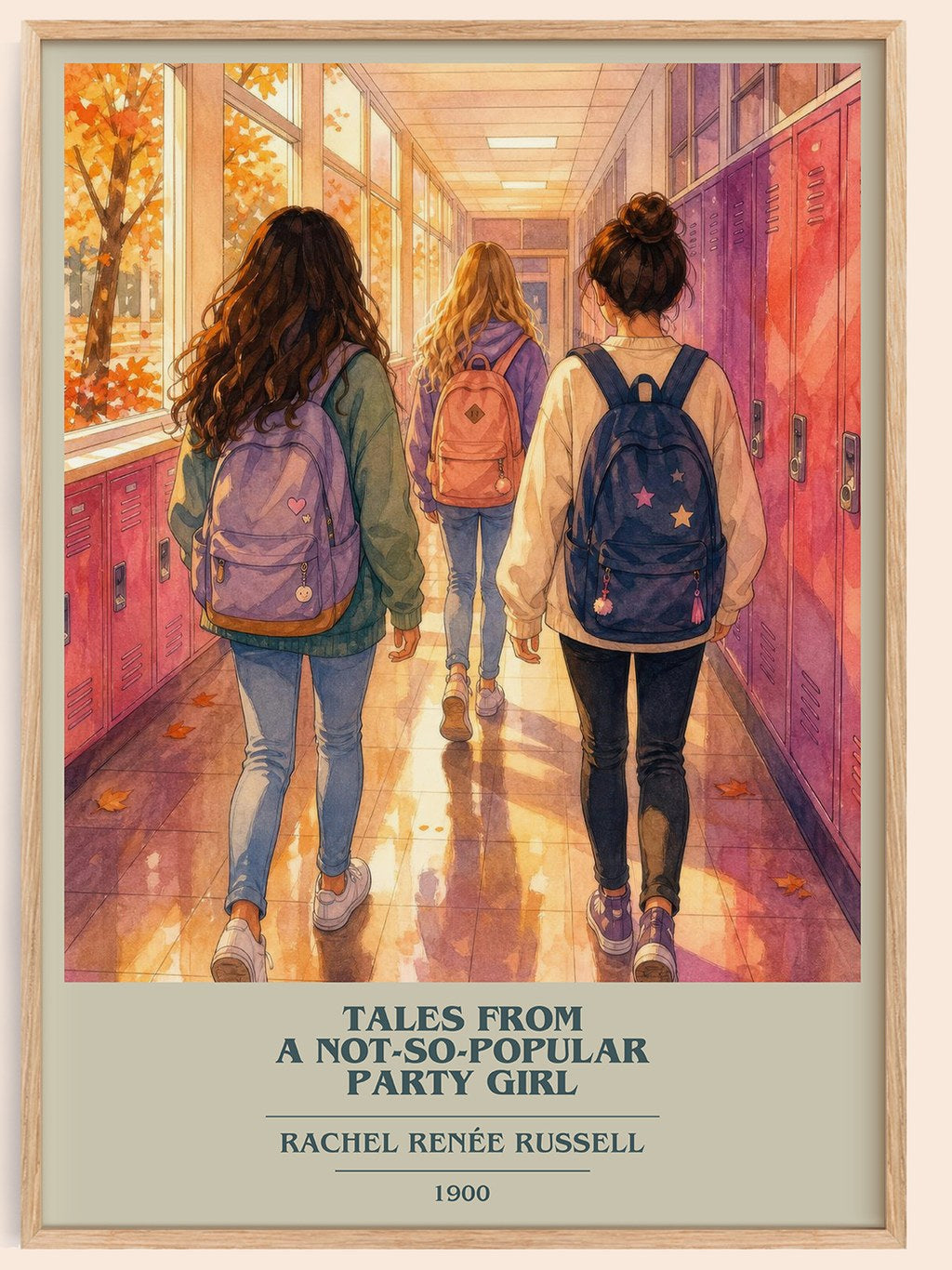 Tales from a not-so-popular party girl book cover book poster by Rachel Renée Russell – framed literary art print