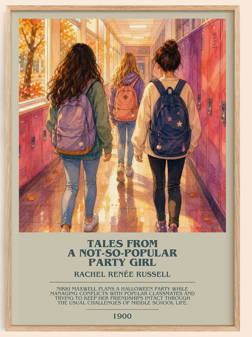 Tales from a not-so-popular party girl bookish book poster by Rachel Renée Russell – framed literary art print