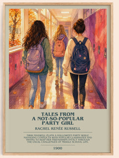 Tales from a not-so-popular party girl bookish book poster by Rachel Renée Russell – framed literary art print
