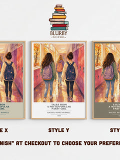 Tales from a not-so-popular party girl book cover print in frame leaning in hallway – young adult wall art