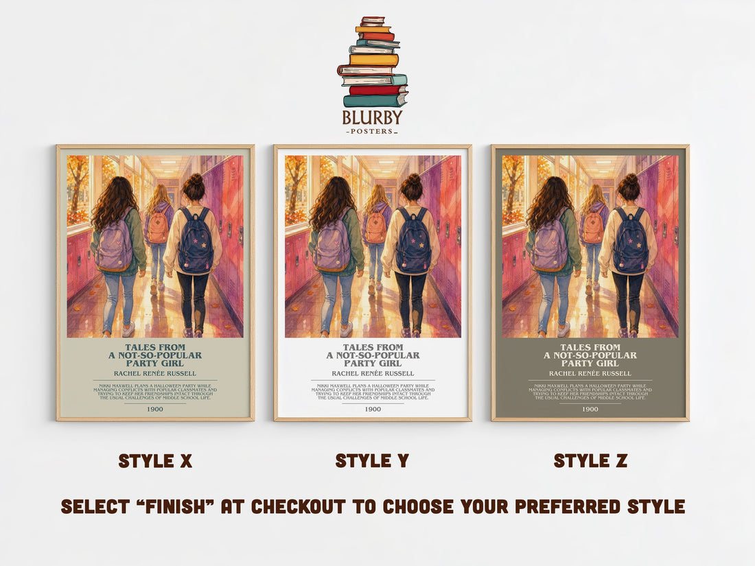 Tales from a not-so-popular party girl bookish print in frame leaning in hallway – young adult wall art (mockup)