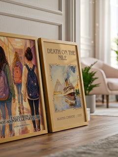 Tales from a not-so-popular party girl watercolour print framed by window – literary home decor