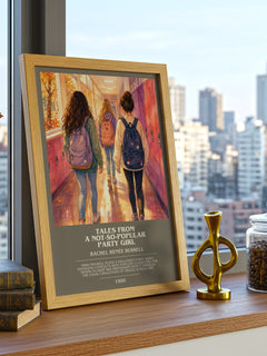Tales from a not-so-popular party girl bookish print framed by window – literary home decor