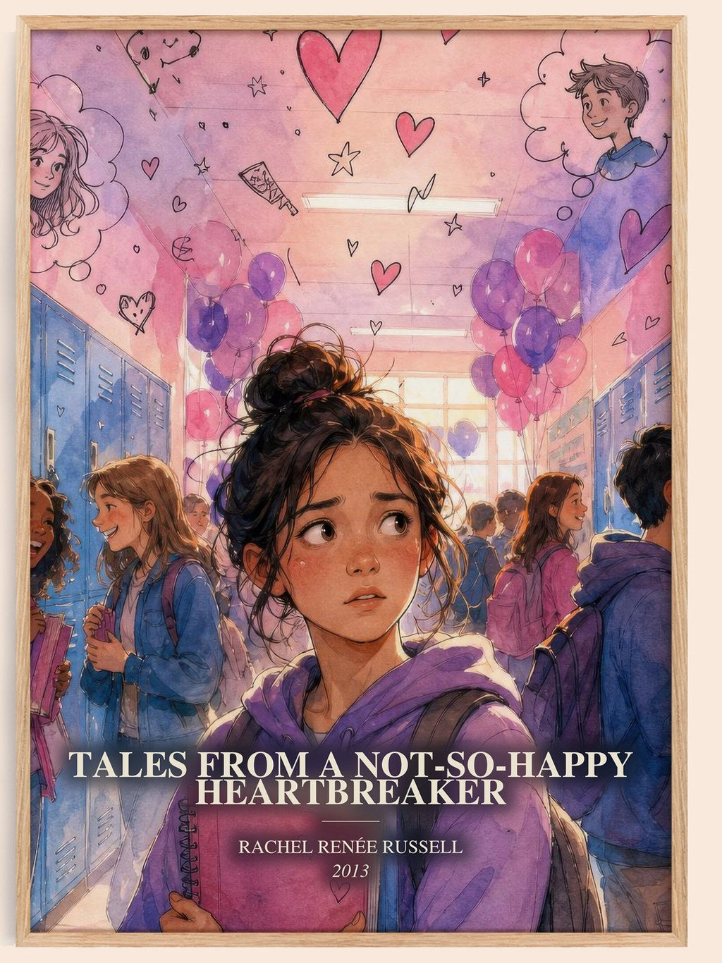 Tales from a not-so-happy heartbreaker watercolour book poster by Rachel Renée Russell – framed literary art print