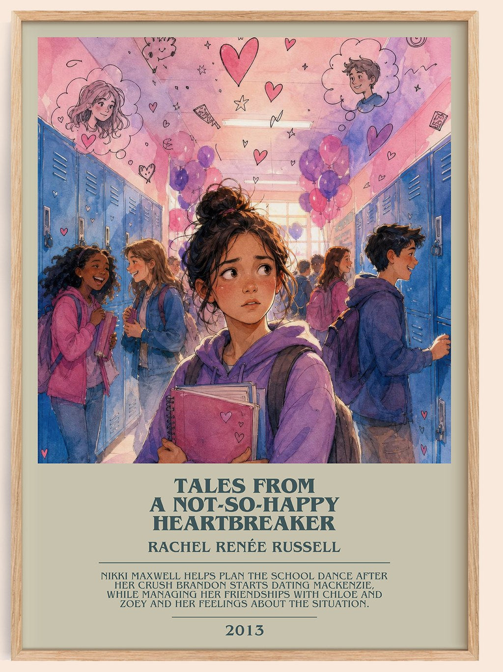 Tales from a not-so-happy heartbreaker bookish book poster by Rachel Renée Russell – framed literary art print