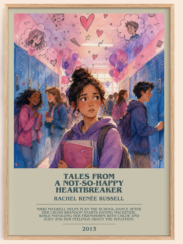 Tales from a not-so-happy heartbreaker bookish book poster by Rachel Renée Russell – framed literary art print