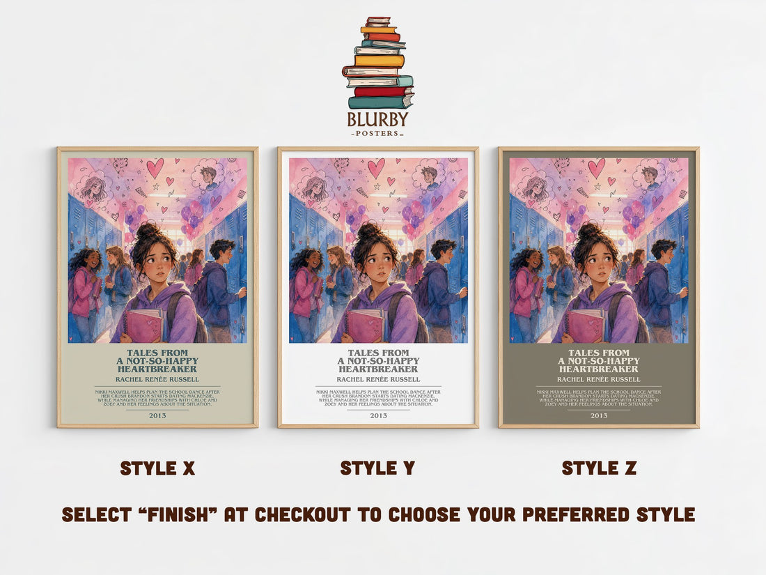 Tales from a not-so-happy heartbreaker bookish print in frame leaning in hallway – childrens wall art (mockup)