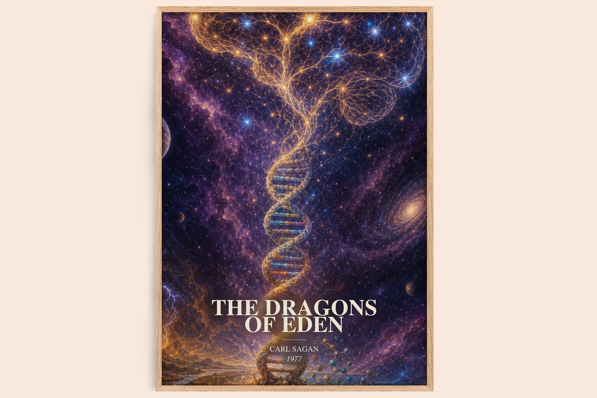 The Dragons of Eden Book Watercolour Illustration by Carl Sagan